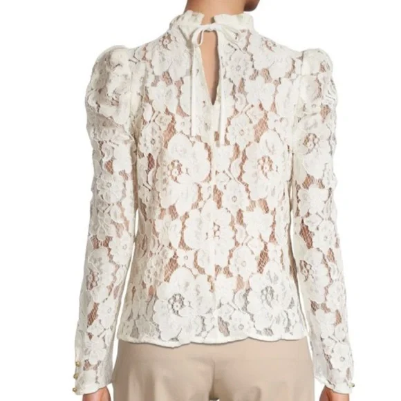 Floral Lace Puff Sleeve Top - Picture 2 of 6